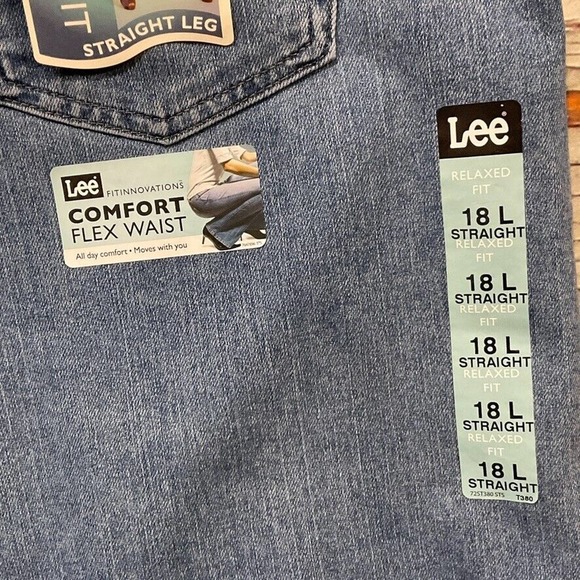 Lee Womens Jeans size 18 Tall Long x34"inseam Medium Wash Denim Relaxed Straight - Picture 11 of 12